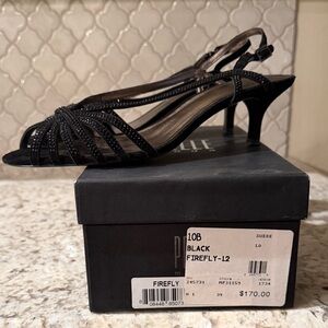 Pelle moda Black Strappy Slingback Heels